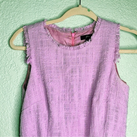 J. Crew Belted Textured Tweed Sheath Dress in Sundrenched Peony Pink Sz 4 - Picture 3 of 12